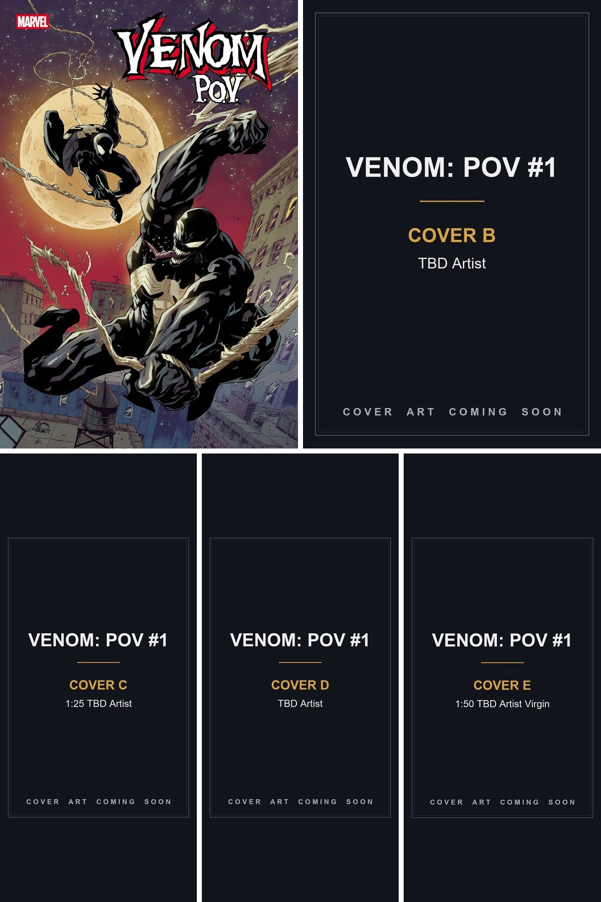 Venom: POV #1 cover collage — Covers B, C, D & E art coming soon