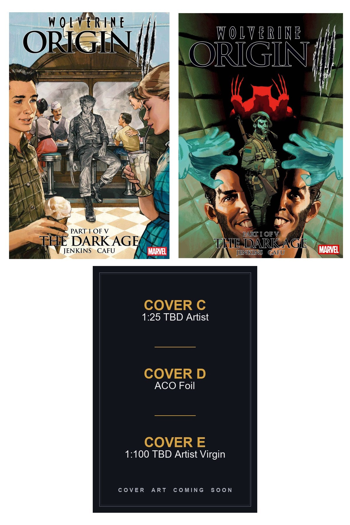 Wolverine: Origin III - The Dark Age #1 cover collage — Covers C, D & E art coming soon