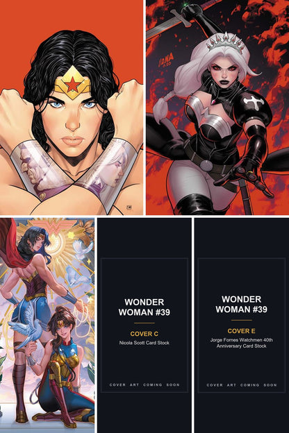Wonder Woman #39 cover collage - Covers C & E art coming soon