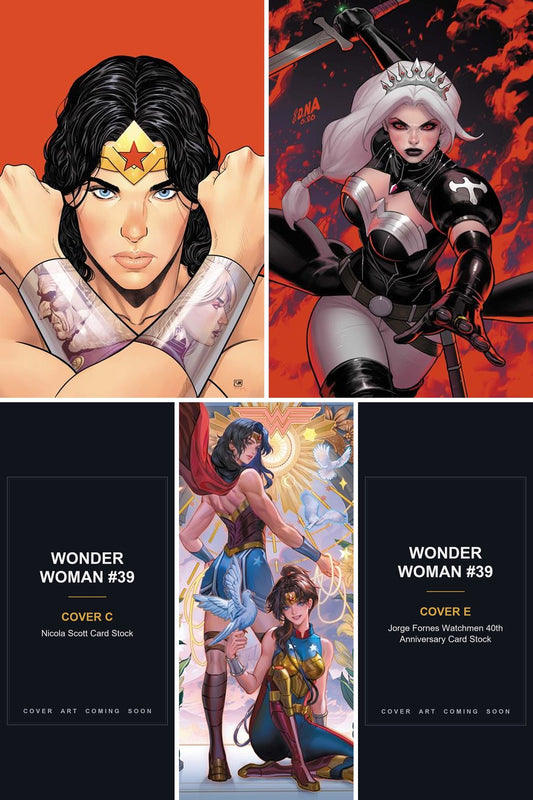 Wonder Woman #39 cover collage - Covers C & E art coming soon
