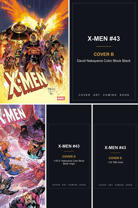 X-Men #43 cover collage - Covers B, D & E art coming soon