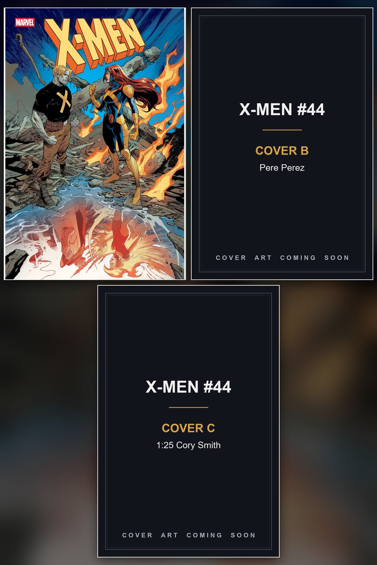 X-Men #44 cover collage - Covers B & C art coming soon