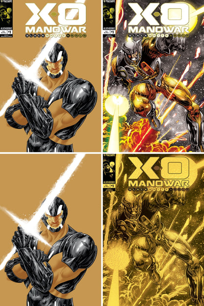 X-O Manowar: Black, White & Gold #1 cover collage