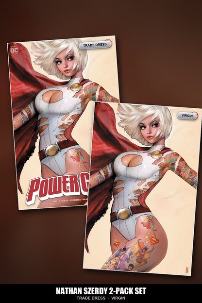Power Girl #1 Nathan Szerdy Tattoo Exclusive 2-Pack Set - trade dress and virgin covers