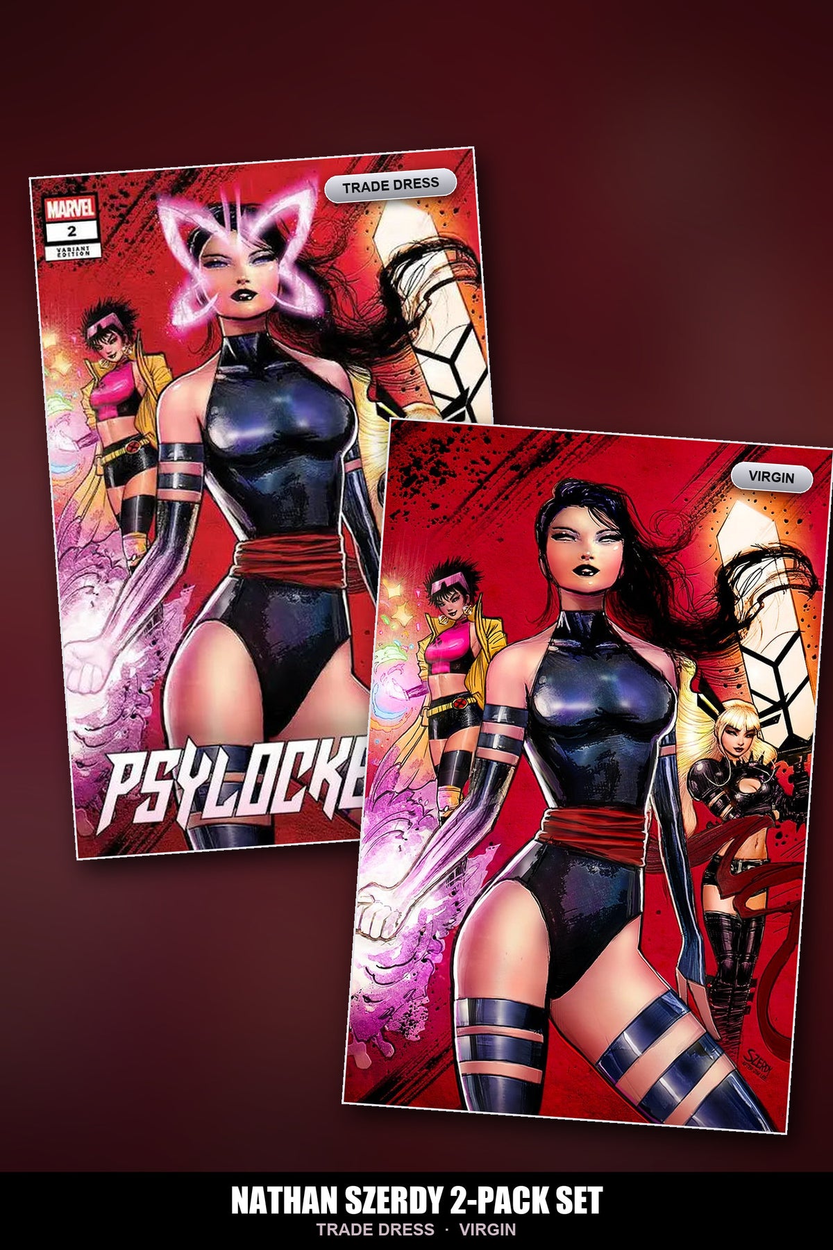 Psylocke #2 Nathan Szerdy Exclusive 2-Pack Set - trade dress and virgin covers