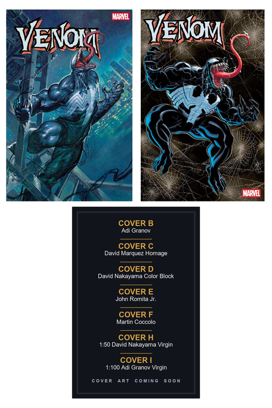 Venom #1 cover collage — Covers B, C, D, E, F, H & I art coming soon