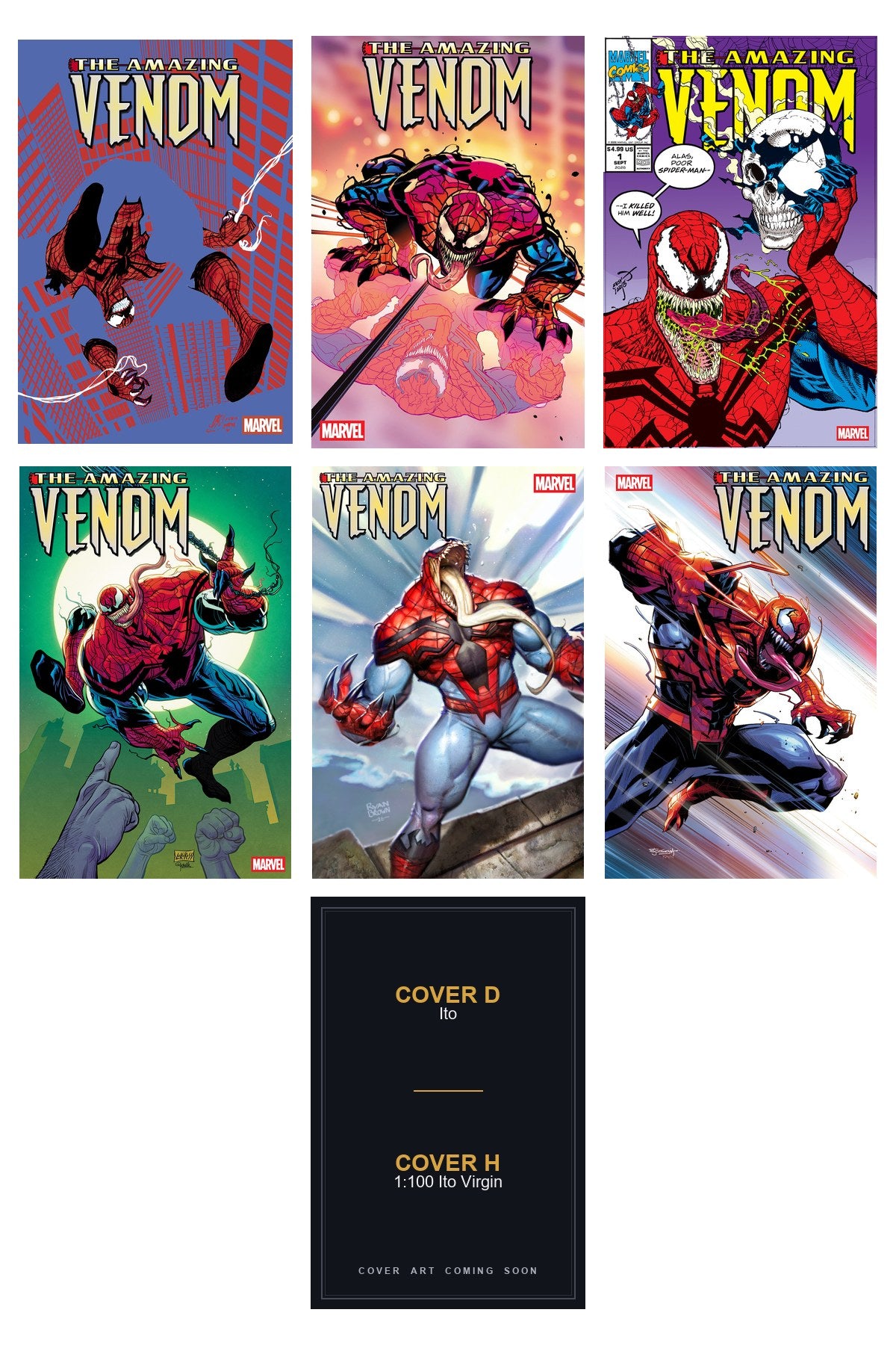 The Amazing Venom #1 cover collage — Covers D & H art coming soon